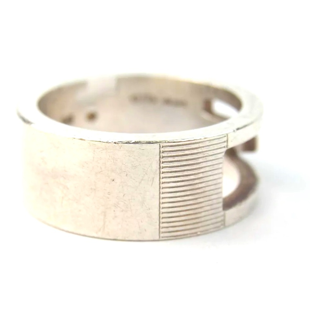 Gucci Silver Ring With G Logo Motif Fashion Handmade chic prestige - Picture 4 of 11